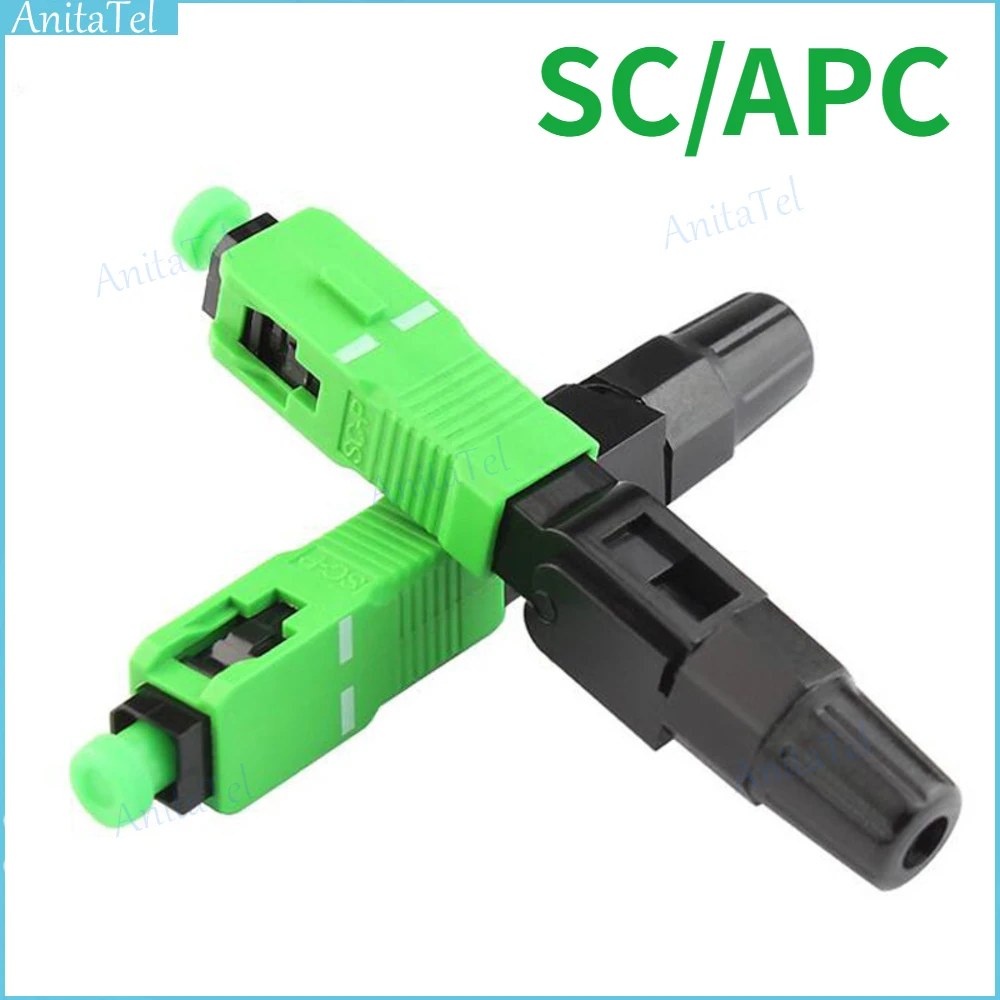 50-lot SC/APC Fiber Optic Fast Connector SM Single-Mode FTTH Fiber Optic Adapter Optical Quick Connector Field Assembly