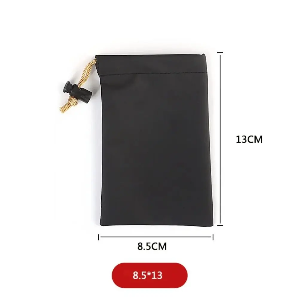 

PU Leather Phone Storage bag with Draw String Waterproof Power Bank Case Black Large Capacity Headphone Case Pouch