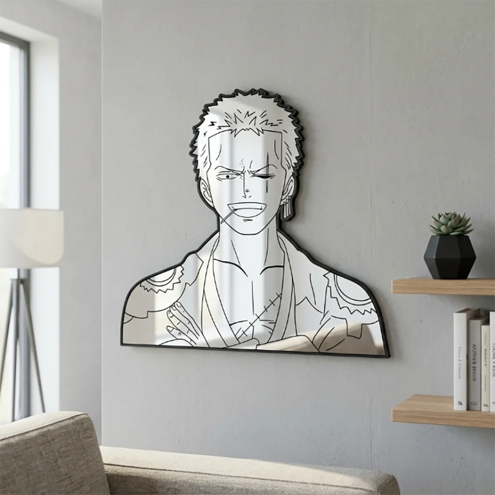 Popular Cartoon Zoro One Piece Anime Mirror Cool Aesthetic Wall Decor Vanity Makeup Mirror for Otaku Fans