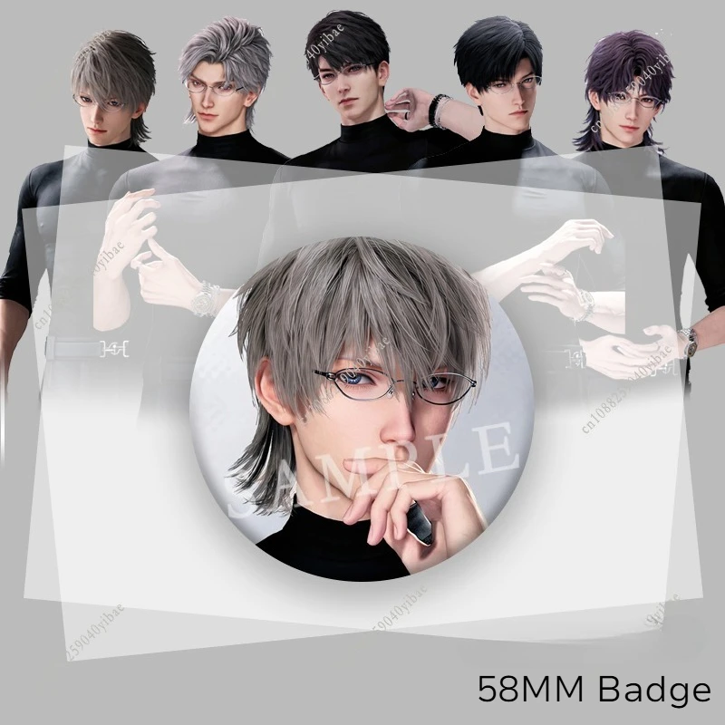 1/5 Stücke 58 MM Liebe und Deepspace Sylus Rafayel Zayne Xavier Caleb Anime Cosplay Abzeichen Schwarz Enge Top Brosche Pin Kostüm Dekoration – Detail 3