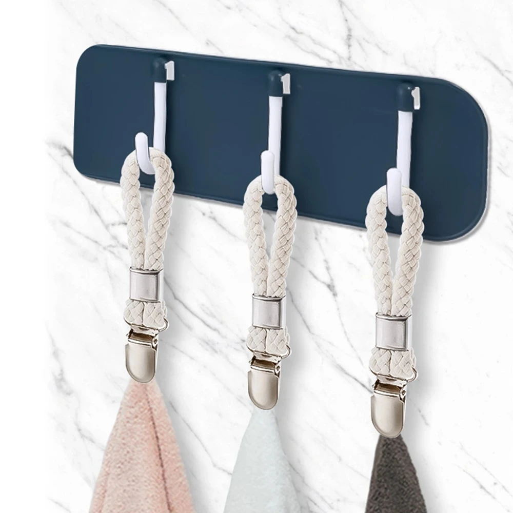 4/6Pcs Cotton Rope Towel Hanging Clips Anti-Rust Clips Multipurpose Cloth Hanger Bathroom Towel Clip Metal Clamp Kitchen Storage