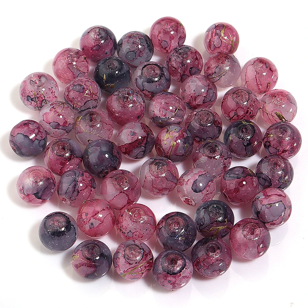 50 Stück/Lot 8mm Rissglas-Blumenperlen, farbige glänzende lose runde Zwischenperlen für DIY-Modearmbänder, Ohrringe, Anhänger, Großhandel – Detail 12