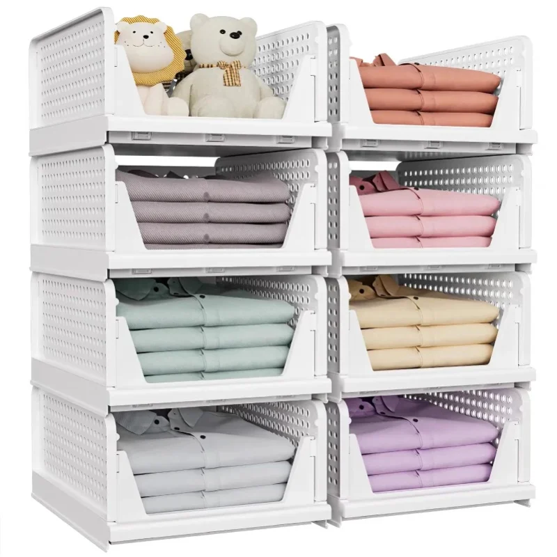 4-teiliger Stapelbarer Schubladenorganizer Faltbare Aufbewahrungsbox für Unterwäsche Schrank-Kleiderorganizer für Zuhause Mehrschichtiges Aufbewahrungsregal