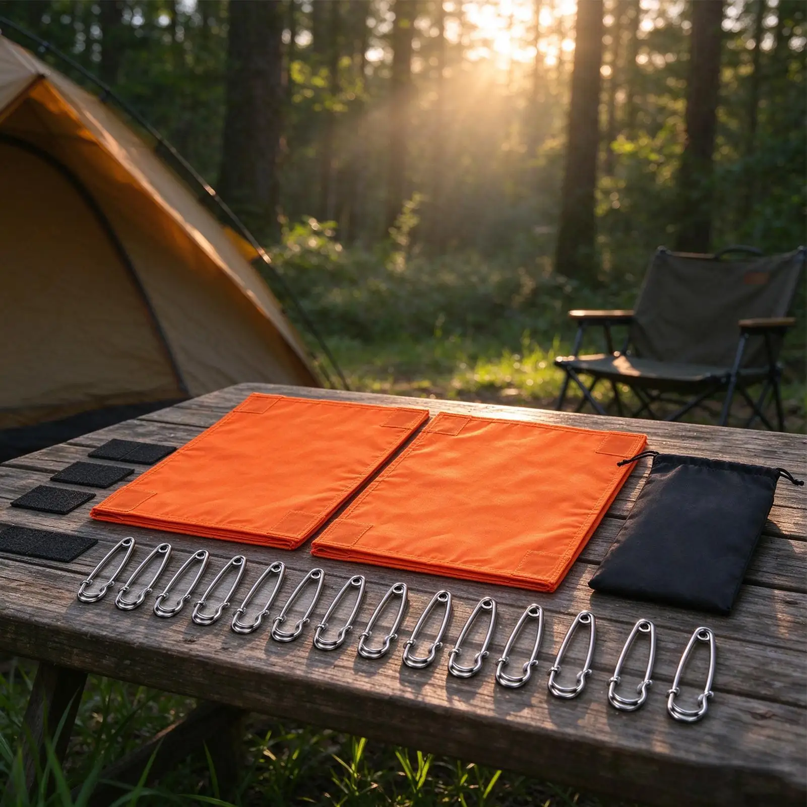 Cubierta de protección de color naranja brillante, de alta visibilidad, impermeable, con marcador de tela de color naranja brillante, para tiendas de campaña, para hombres y mujeres, para actividades al aire libre y acampada.