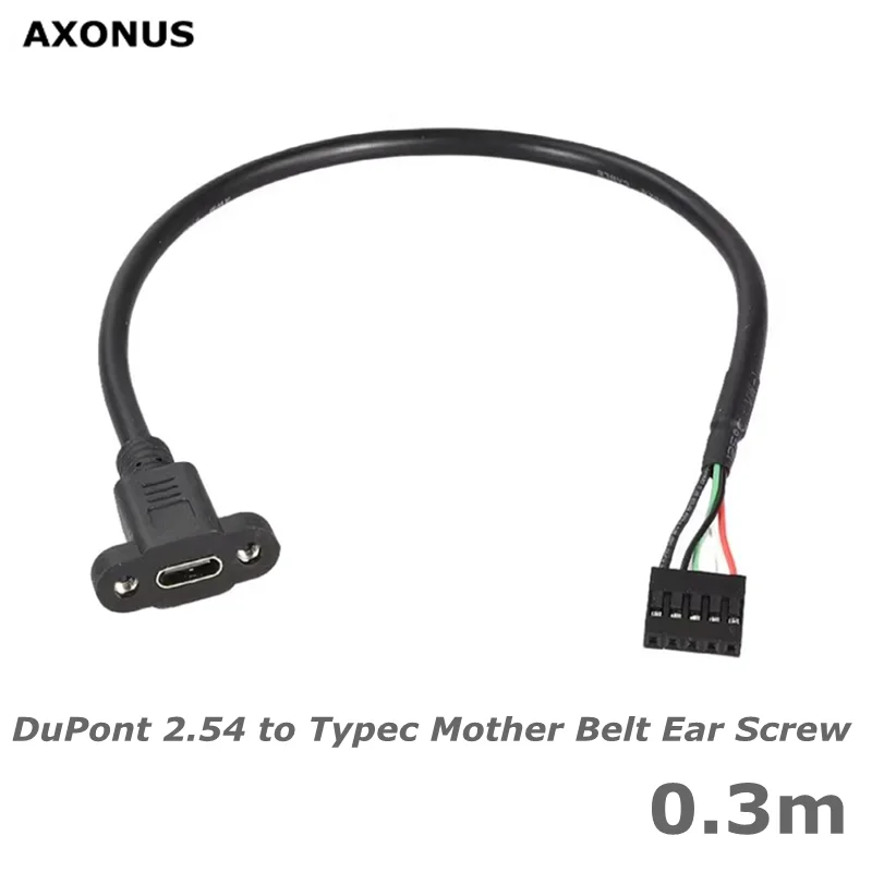 0.3m Type-C Female With Screw Hole to DuPont 2.54 5pin Data Cable, For Computer Case Motherboard