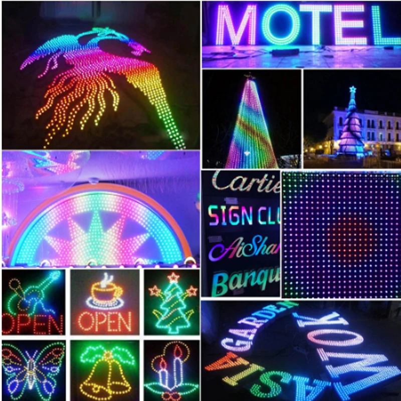 WS2811 RGB LED Strip Lights 12mm Full Color Digital Addressable Module DC5V/DC12V Waterproof 68 LEDs per Meter for Home Decor