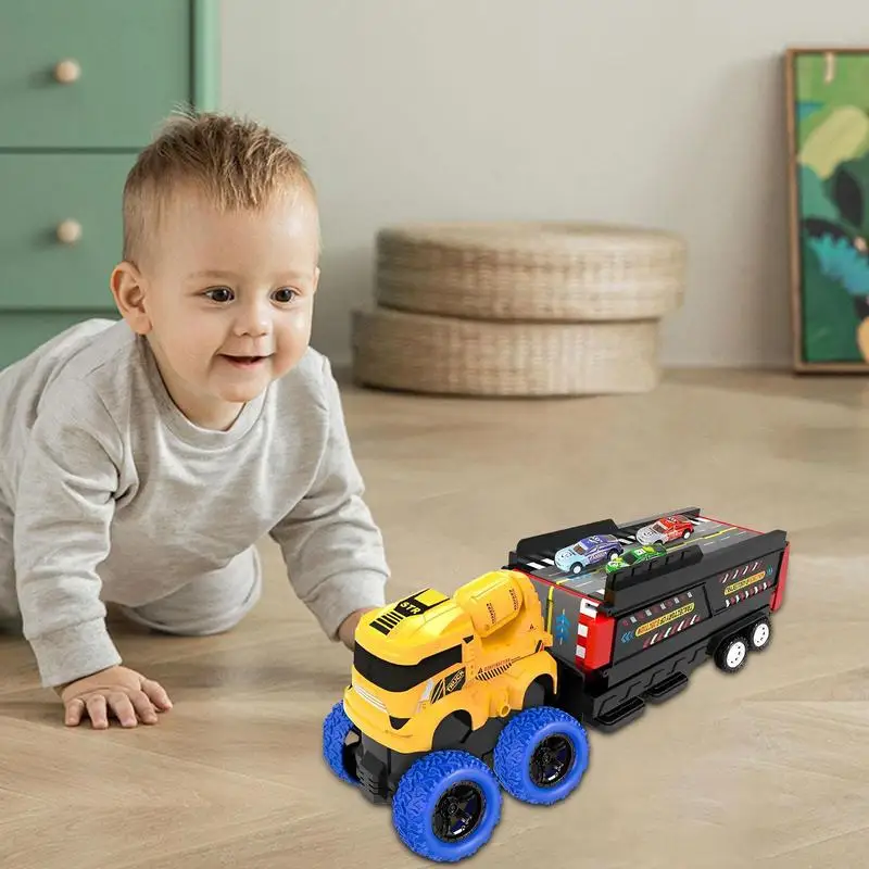 Transportwagenträger Mega Hauler Truck mit Auswurf Rennstrecke Transportwagen Autospielzeug mit 8-Rennwagen Spielzeug Spielzeug LKW