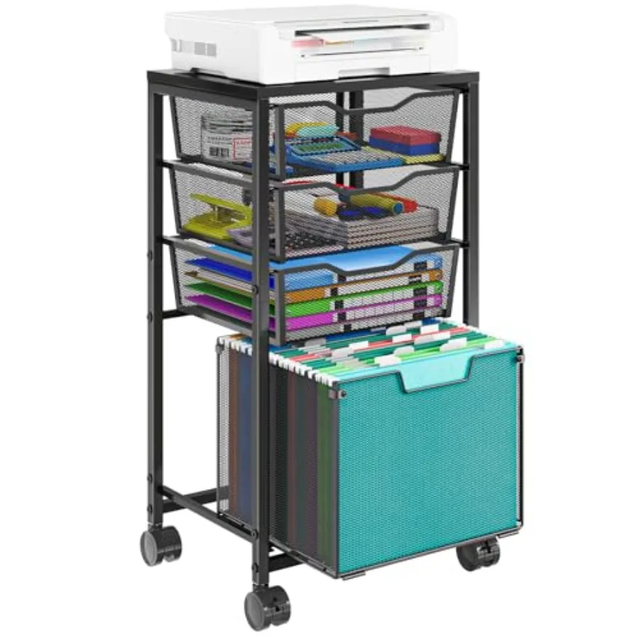 

4 Drawers Rolling File Cart Under Desk Mobile Filing Cabinet with Wheels File Cabinets for Home Office Hanging File Folder Orga