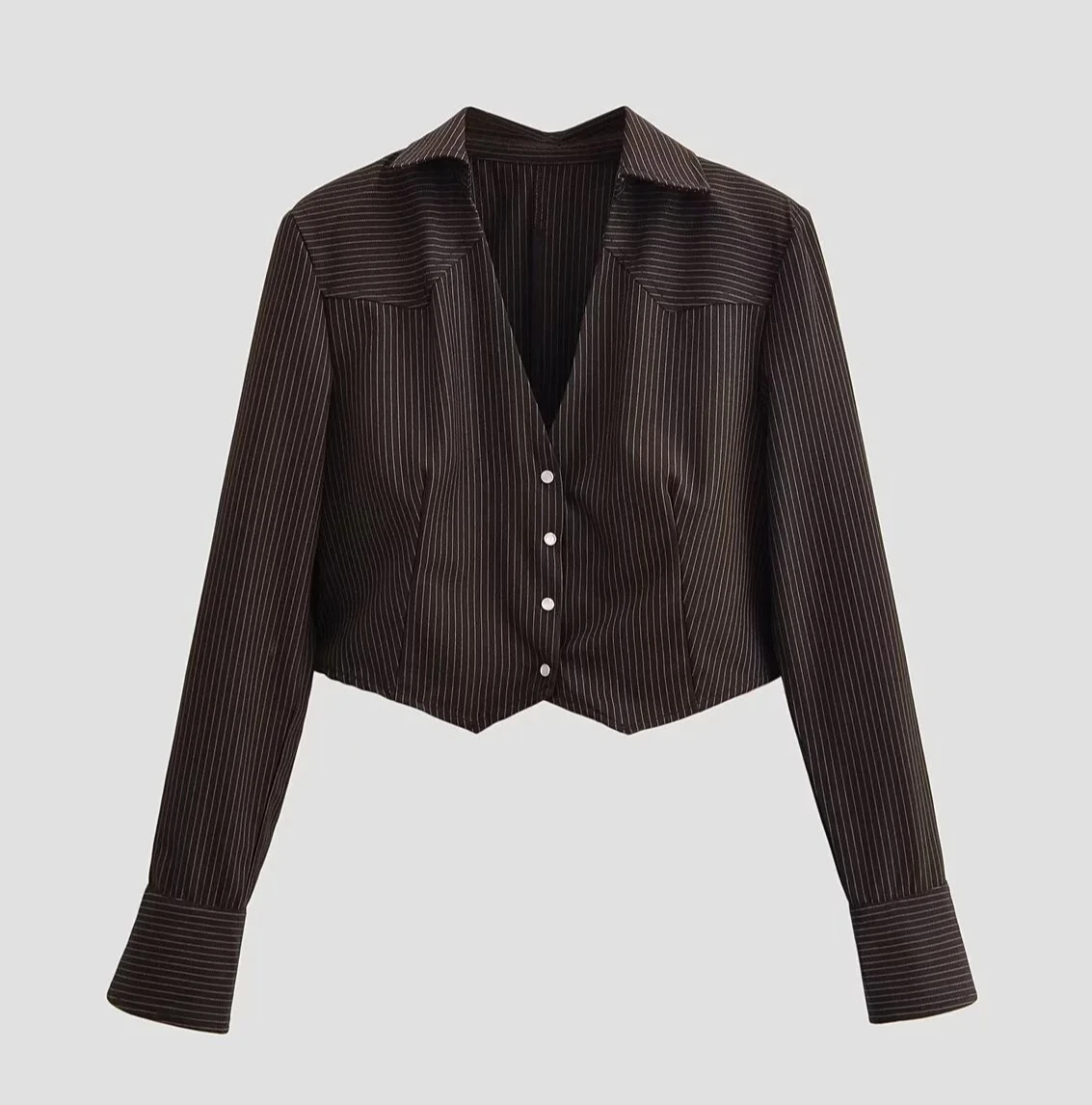 

Женская новая повседневная модная сексуальная рубашка с глубоким v-образным вырезом и завязками на плечах, короткая полосатая рубашка с длинными рукавами