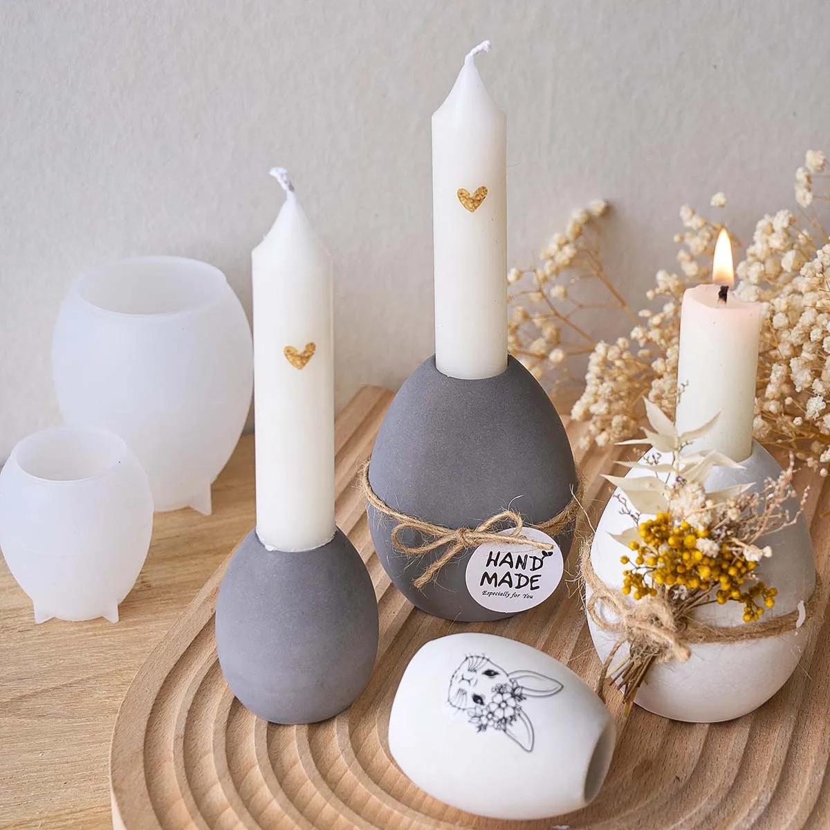 DIY Ei-Kerzenhalter Silikonform Handgemachte 3D Osterei Lange Wachskerzenform Bastelgeschenk Ornamente Heimdekor Zubehör