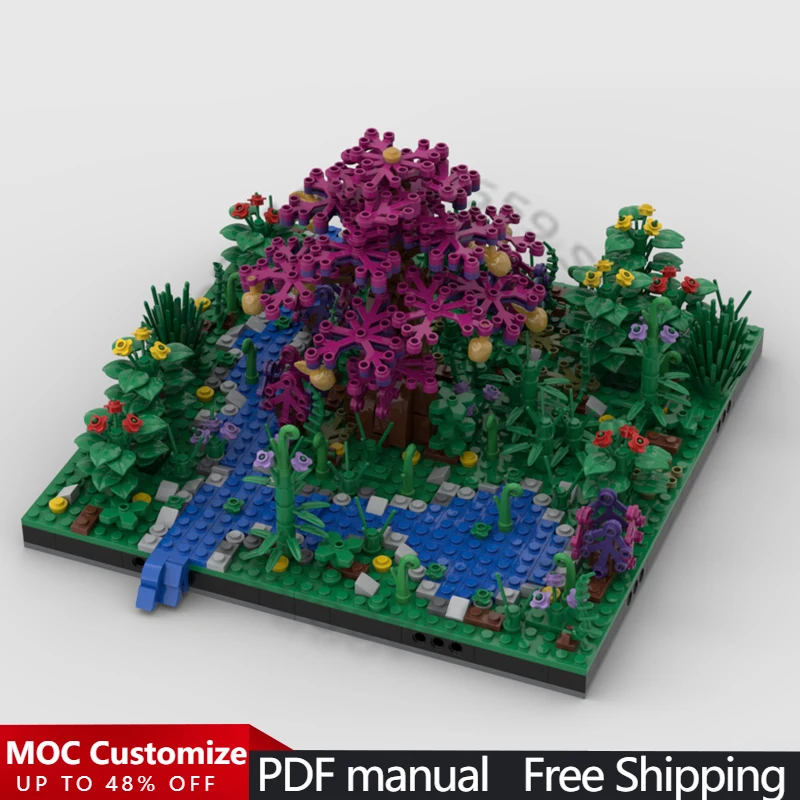 779 PCS City Engineering The Golden Apple Tree Diorama MOC Customize Modular Building Block Creative DIY Boys Toy Christmas Gift