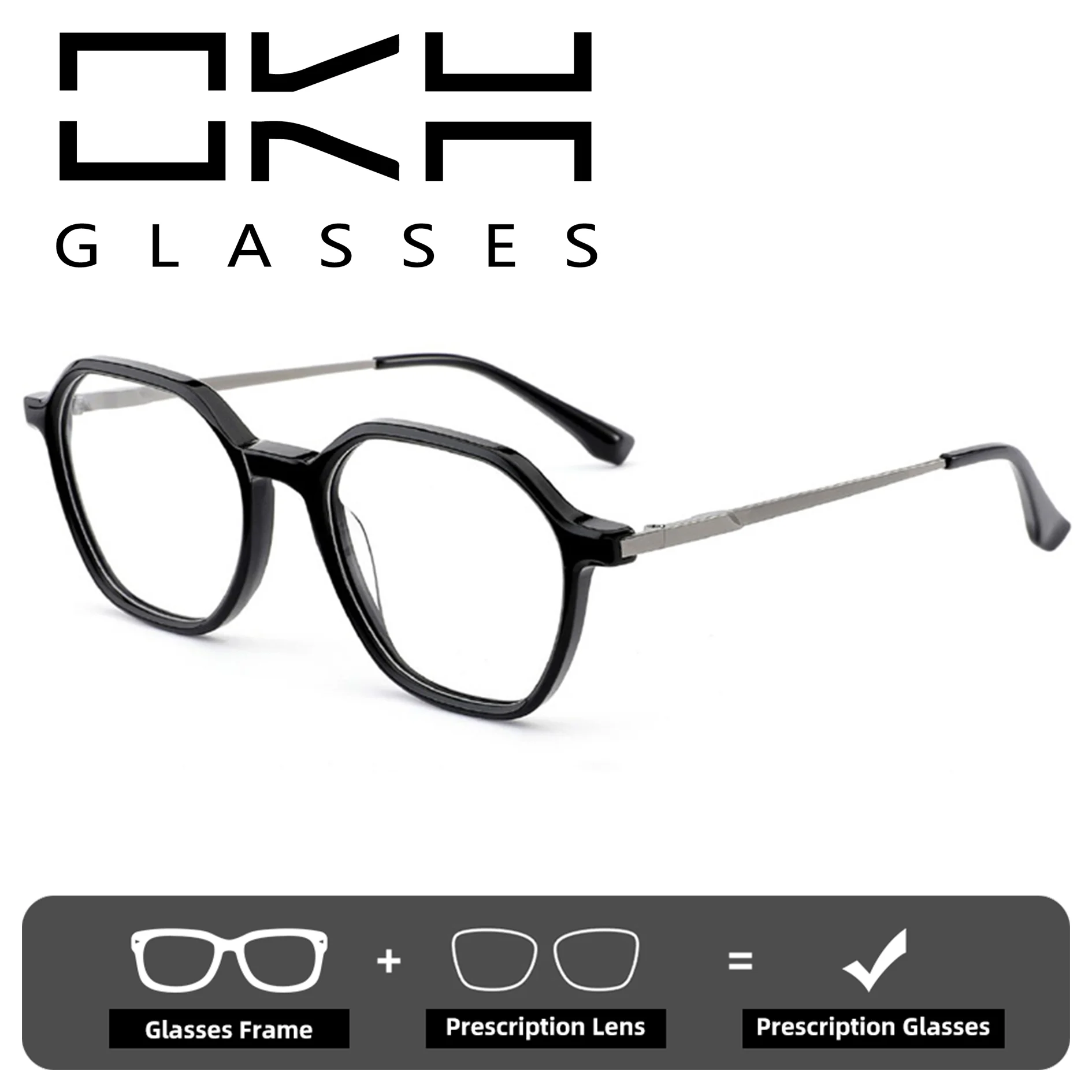 KUO Reading Custom Progressive Prescription Eyeglasses Men Women, Anti Blue Light Myopia Trend Frame for Reading  Walking