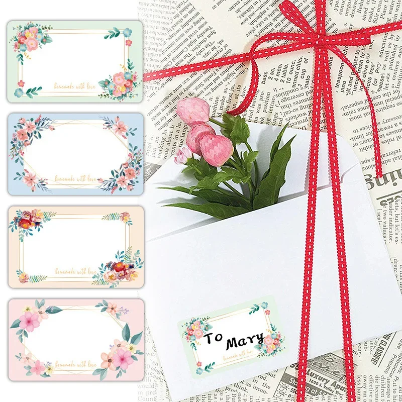 250pcs/roll Flowers Blank Labels Kitchen Handwritten Date Stickers Food Storage Sealing Sticker Gift Decoration Sticker 3*5cm