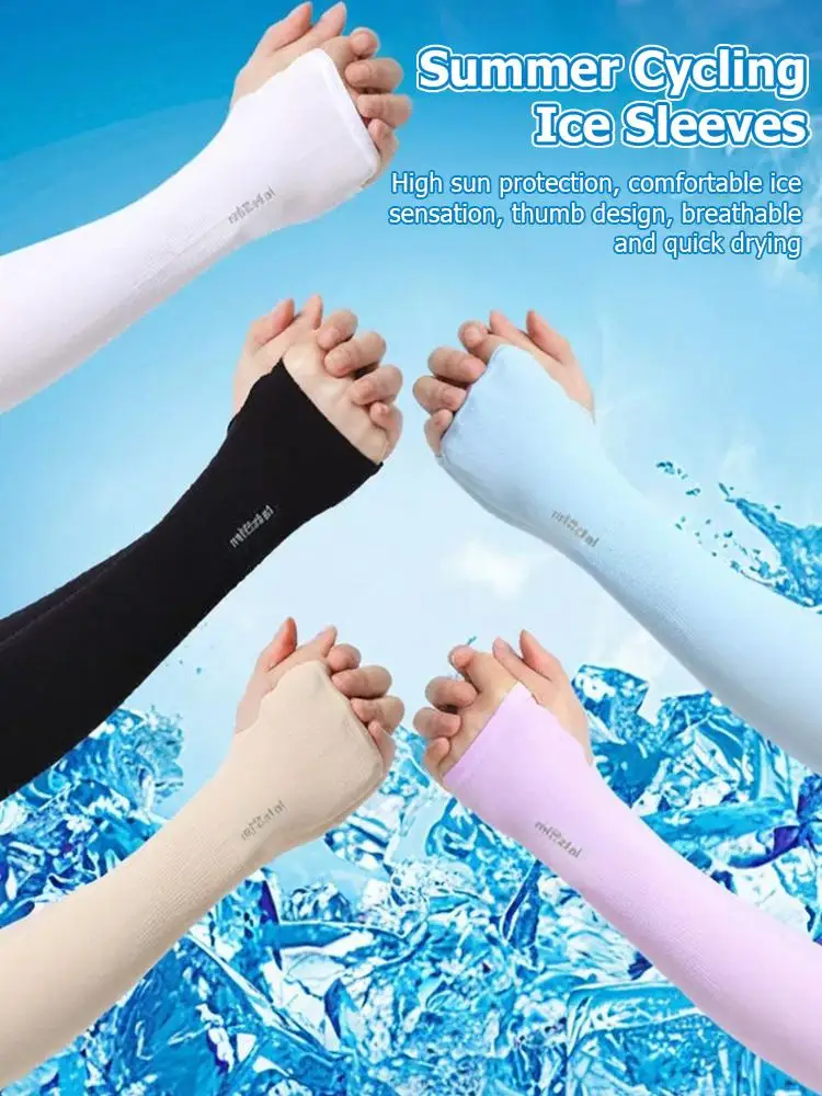 AliExpress NONE Unisex Ice Silk Cooling Arm Sleeves UV Protection Sun Sleeves for Cycling Driving Outdoor Sports