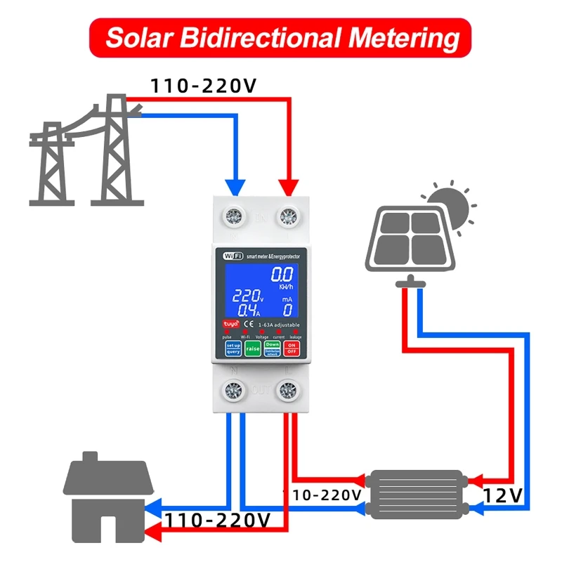 Circuit Breaker App&Voice Control 63A/N Smart PV Circuit-Breaker Tuya 220V Voltage Current Leakage Protection Mcb Auto Switch