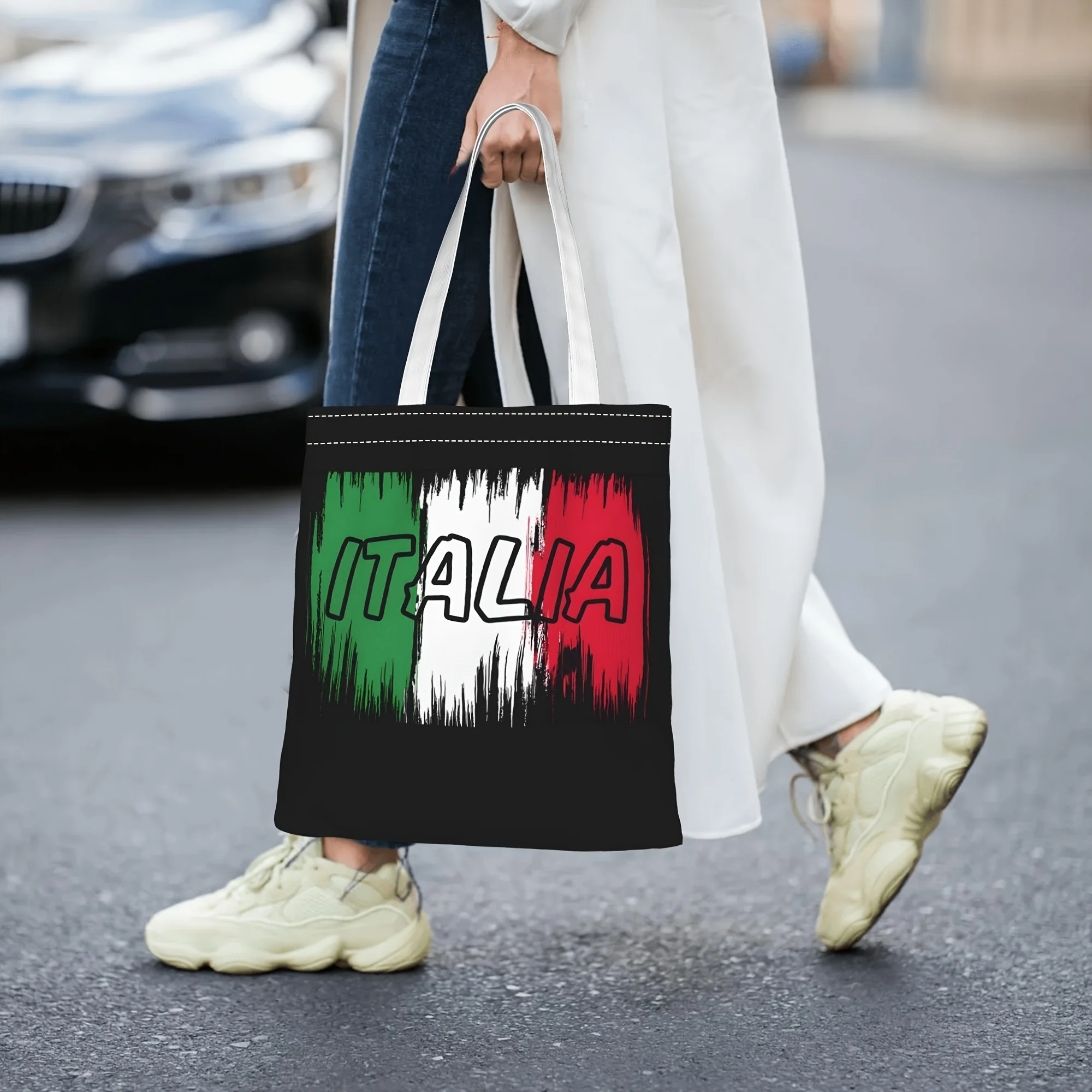 1pc ITALIA Themed Tote Shopping Bag, Suitable for Daily Use, Shopping, School, Travel, A Unique Gift for Italy and Football Fans