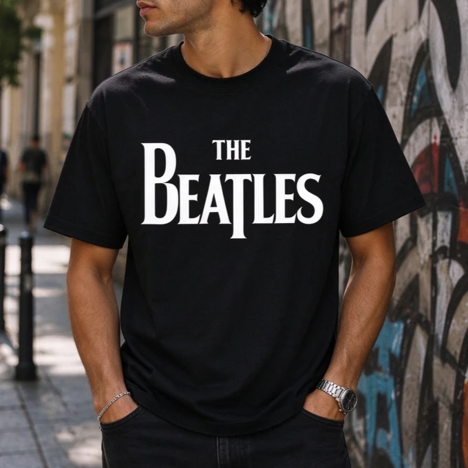 The Beatles Classic Font T Shirt Rock Music Fan Gift Unisex Cotton Short Sleeve Retro Band Street Graphic Tee Harajuku Y2k Top