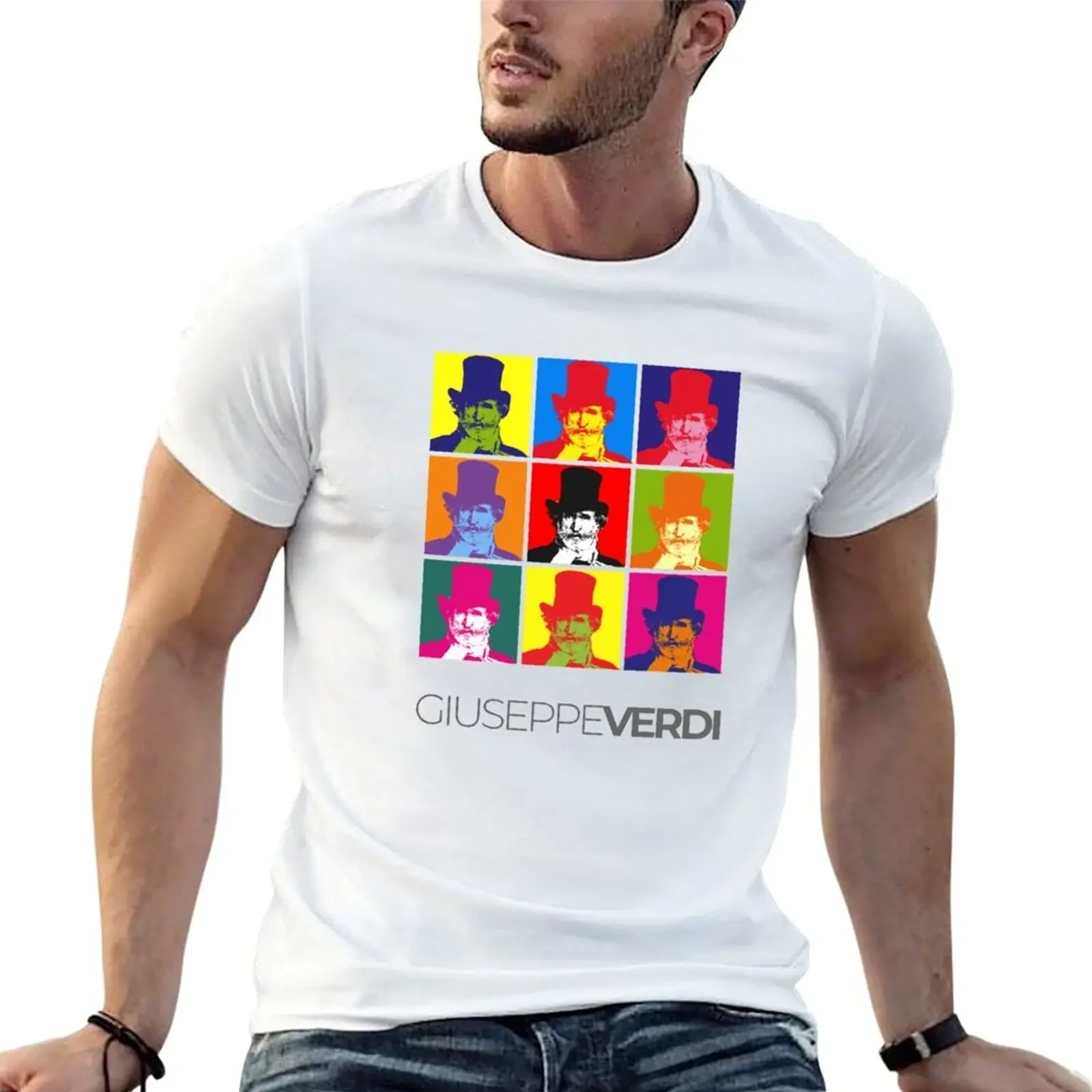 Giuseppe Verdi pop-art portrait poster T-Shirt anime clothes shirts graphic tee oversized men clothes