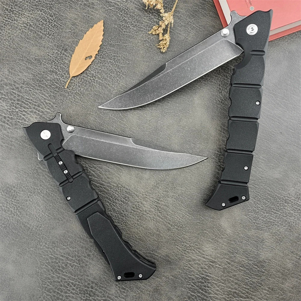 C/S Luzon 6 Outdoor Military Combat Rescue Self-defense Knife EDC folding Knife 440C clip blade black nylon fiber handle