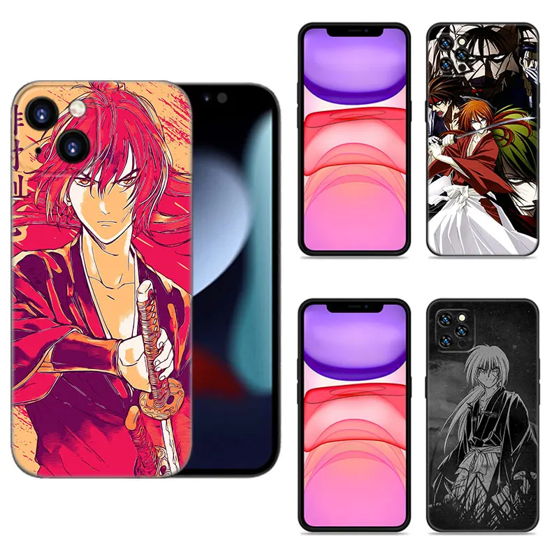 Rurouni Kenshin Anime Phone Case For Apple iPhone 12 13 Mini 11 14 15 Pro Max 7 8 Plus X XR XS SE 2020 2022 Black Silicone Case