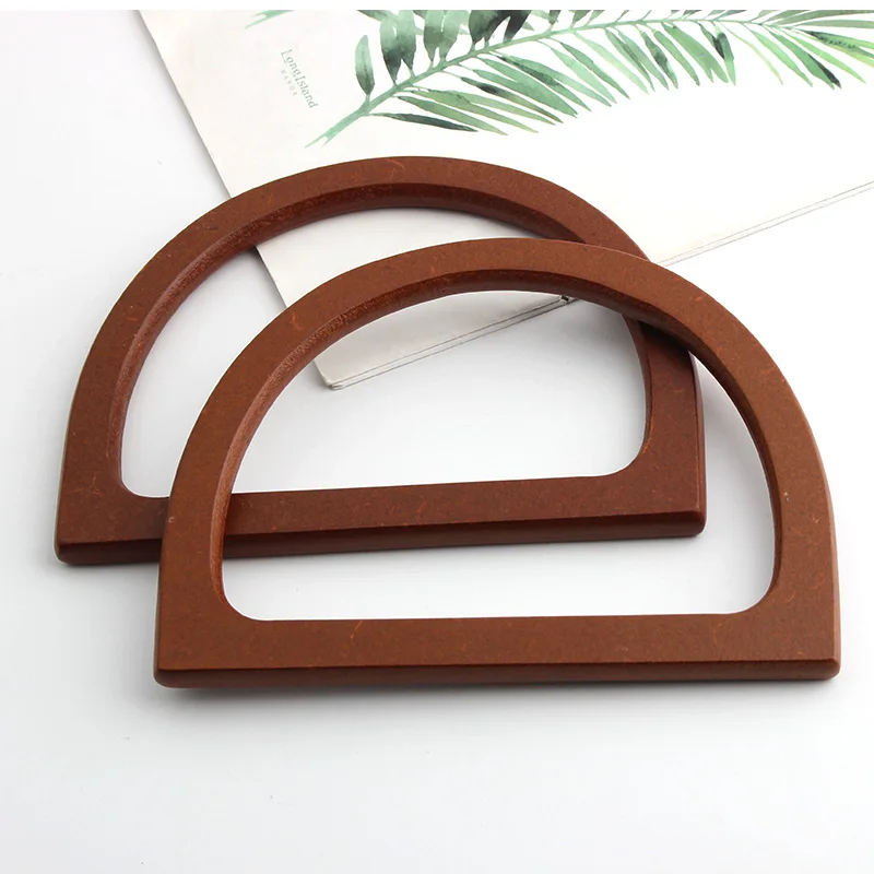 2PCS Simple and stylish wooden bag D-shaped handle replacement parts DIY wallet handbag handcraft bag handle