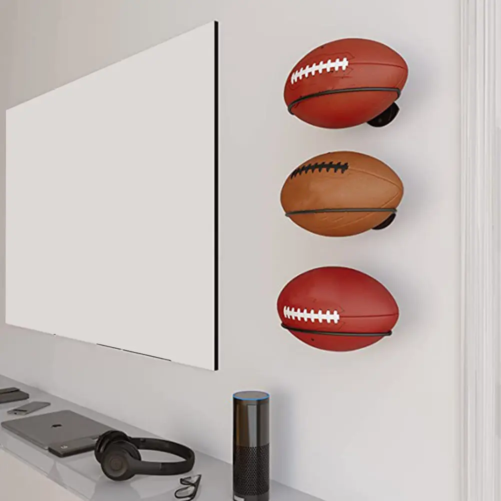 

Комплект из 2 настенных держателей для мячей: железная подставка для демонстрации футбольных, баскетбольных, регбийных, волейбольных мячей и хранения головных уборов для торговых центров, прилавков, домашних спортзалов