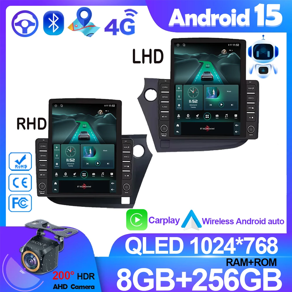 9.7Inch Android 15 Car Radio For HONDA INSIGHT 2009 Car Touch TS10 Screen Wireless CarPlay Stereo Player GPS BT DVD