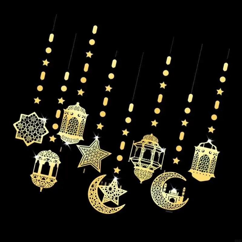 G92C Eid Party Decorazioni sospese 8 pcs Set per pendenti per celebrazioni della comunità e scolastica.