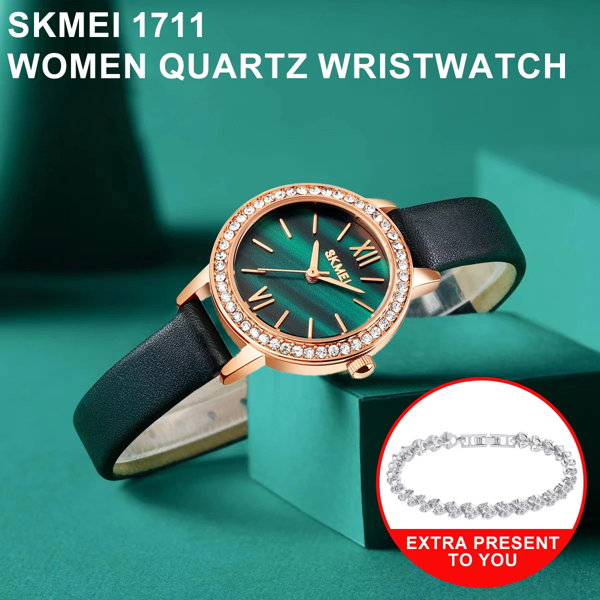 

SKMEI 1711 Quartz Wristwatch Women W/ Box 30M Waterproof Fashion Women Luxury Watch Clock Timer Leather Strap Daily Outfit