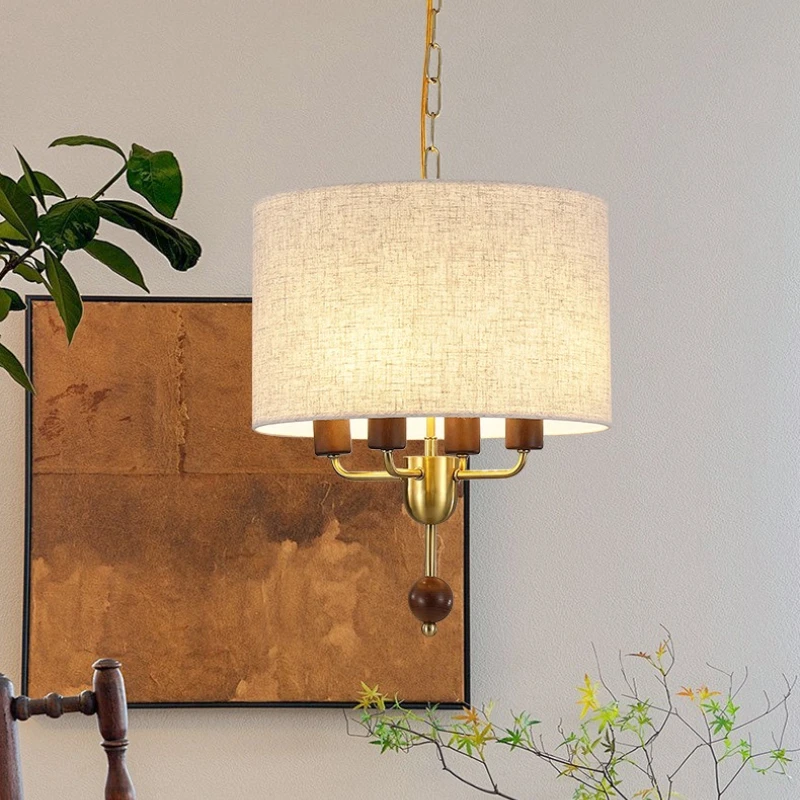 French Medieval Chandelier Nordic Retro Japanese Wabi Sabi Creative Fabric Pattern Homestay Restaurant Bar Counter Pendent Lamp