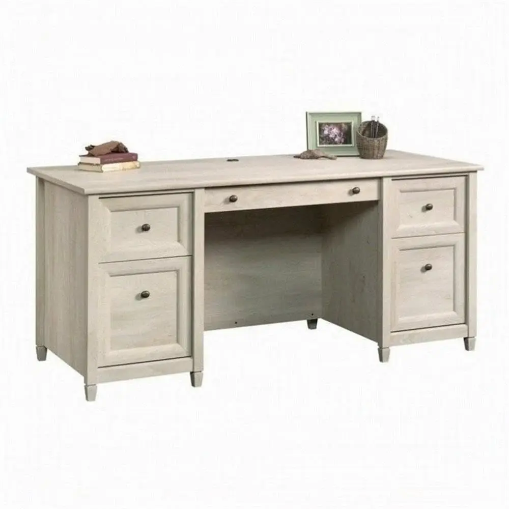 

amp Co Executive Desk, 65 in Wide Engineered Wood, Chalked Chestnut Finish, 4 Drawers with Keyboard Tray, Spacious Office Desk