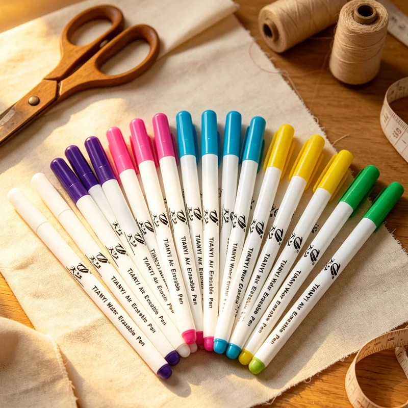 1/12/24Pcs Water Soluble Pens Set Cross Stitch Water Erasable Fabric Marking Pen Fabric Marker Sewing Tools Cloth Accessories