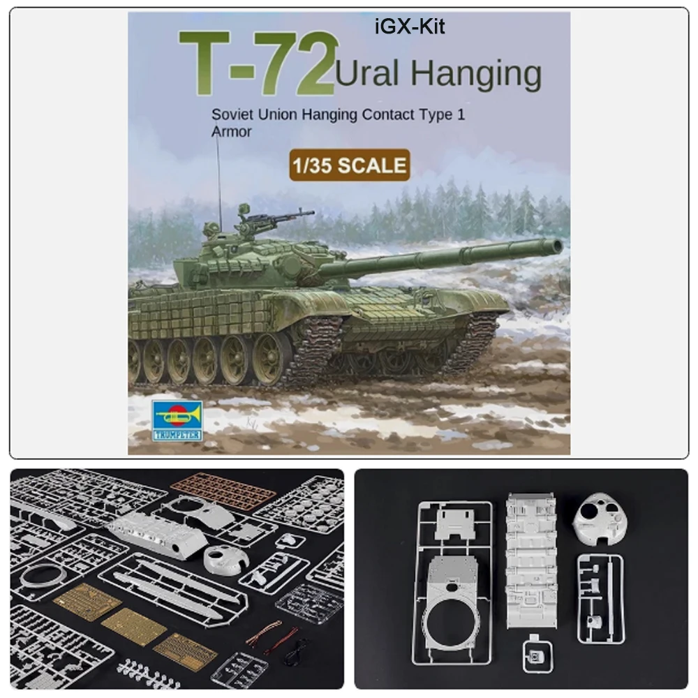 

Trumpeter 09602 1:35 Scale Soviet T72 T-72 Ural W/Kontakt Armored Tank Vehicle Assembly Plastic Building Model Kit