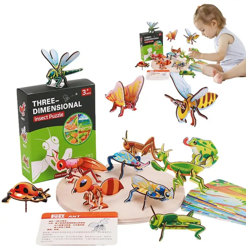 

3D пазл из бумаги с животными для детей, Обучающие игрушки Монтессори, забавная ручная сборка, трехмерная модель, игрушка для мальчиков и девочек