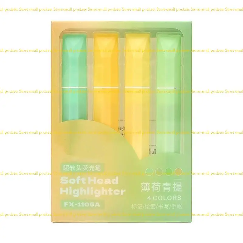 مجموعة R1WD مكونة من 4 أقلام تحديد ذات طرف ناعم محفور، 4 أقلام تحديد ملونة للتدوين اليومي لسكرابوكينغ والترميز اللوني #3