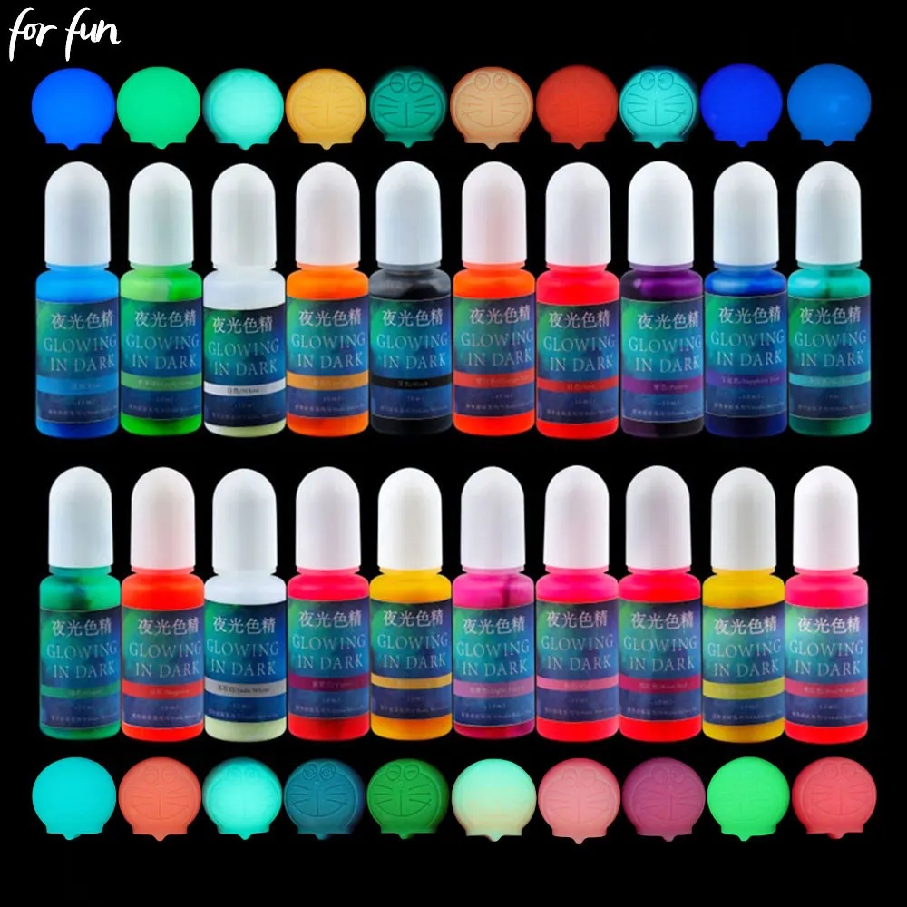 For fun 10ML 20Colors Fluorescent Pigment Luminous Paint Resin Dye UV Resin Coloring Epoxy Resin Pigment for DIY Crafts