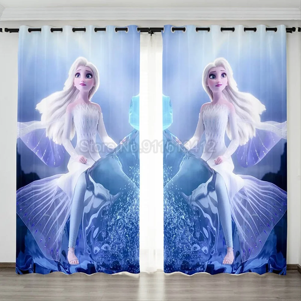 Disney Frozen Princess 3D Blackout Curtains Bedroom Living Room Kitchen Decor for Children Birthday Gift Cartoon Home Textiles