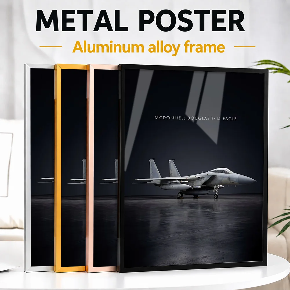 Mcdonnell Douglas F-15 Eagle Jet Framed Metal Poster Personalized Flight Tribute Wall Art Designed For Office And Pilot Gift