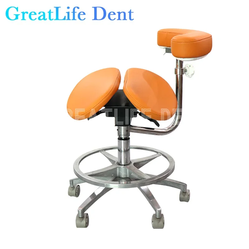 

GreatLife Dental Ergonomic Beauty Salon Barber Tattoo PU Saddle Foot Pedal lifting Swivel Adjustable Mute Wheel Doctor Chair