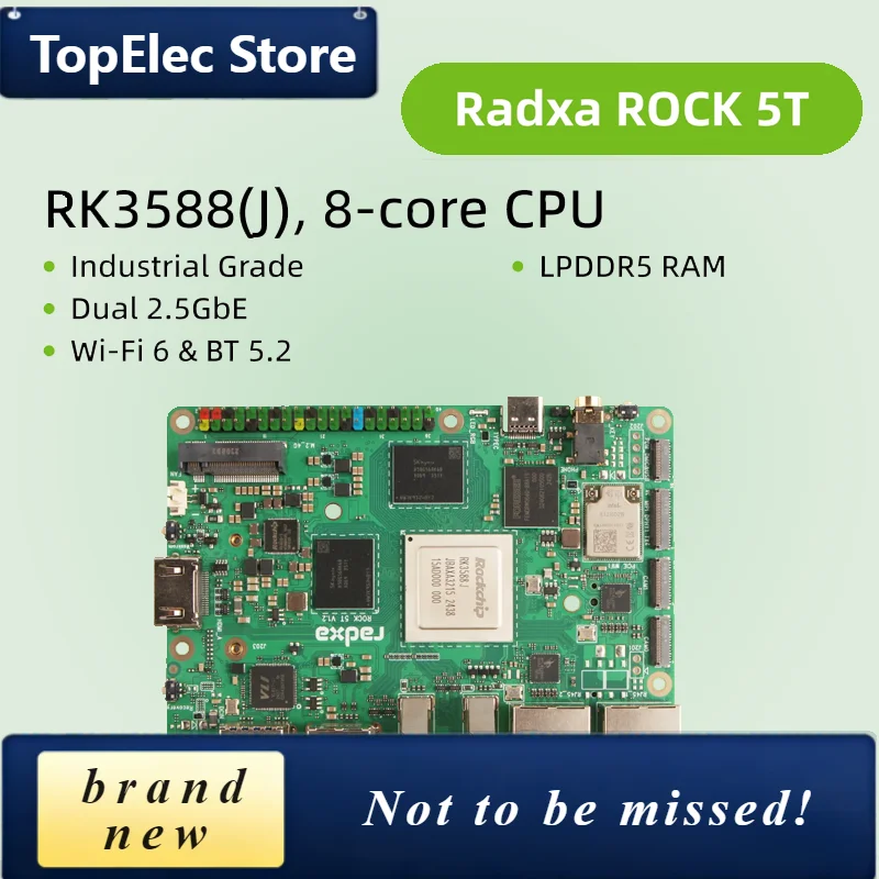 TopElec Radxa ROCK 5T RK3588 8-core CPU 8K HDMI, LPDDR5 RAM, Industrial / Consumer-Grade WiFi 6
