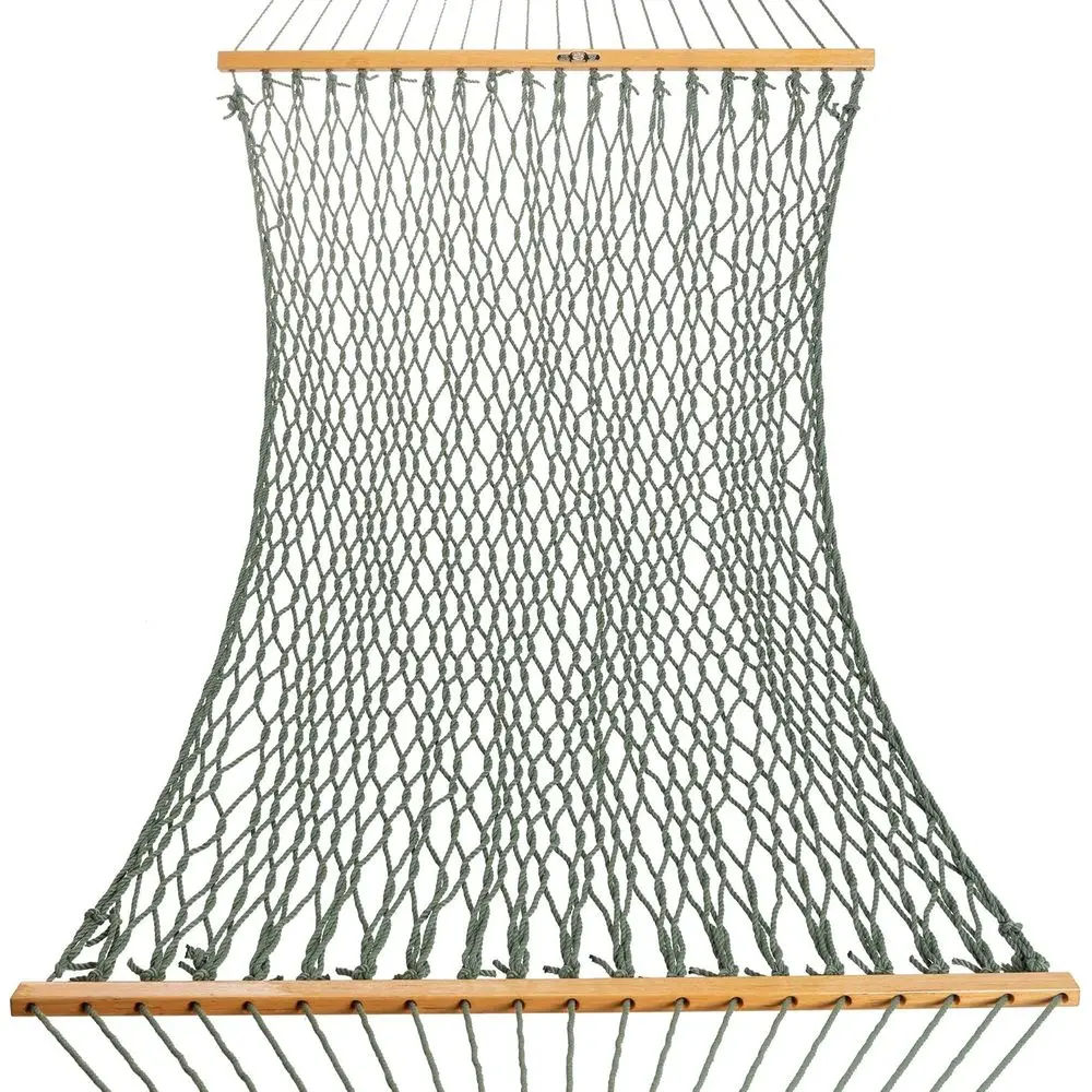 Single Meadow DuraCord Rope Hammock – 12 t. x 50 in., 1-Person, 450 lb acity, Oak Spreader Bar, Zinc-Plated Hardware, Handcrated
