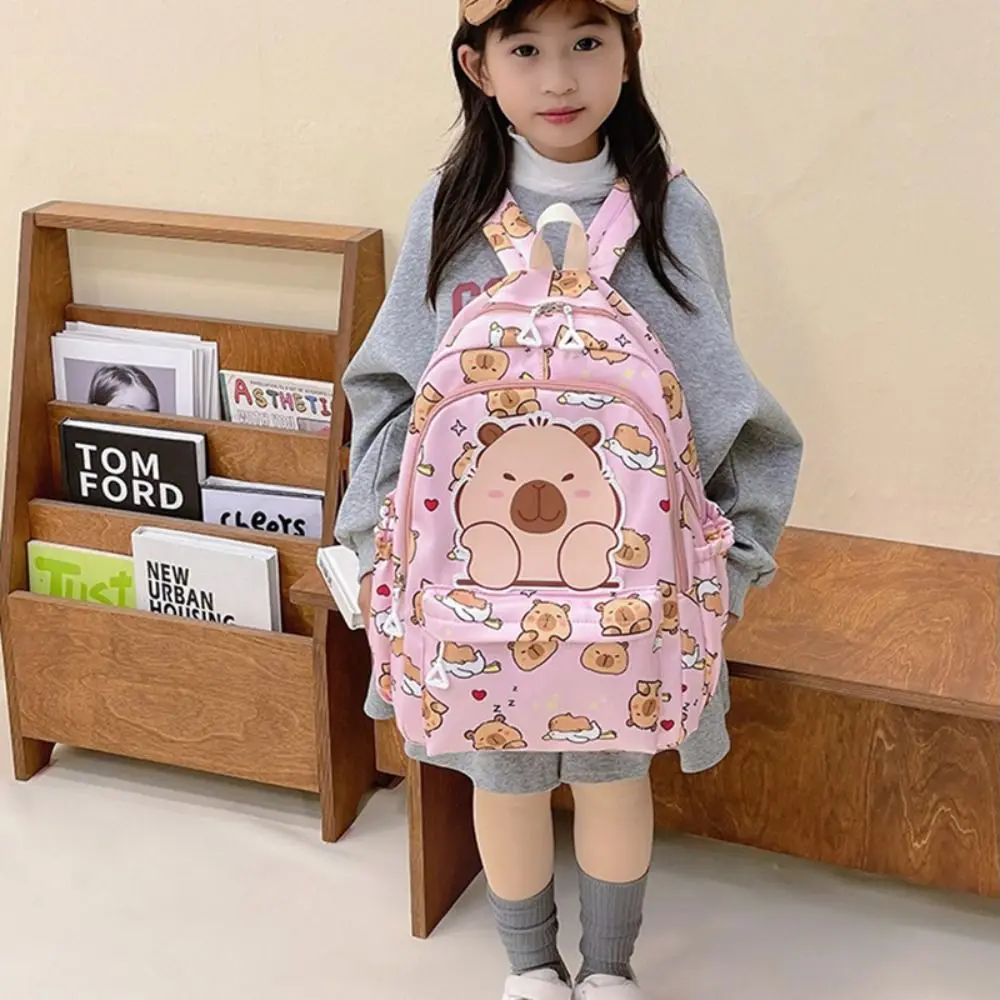 Mochila escolar de nylon de alta qualidade, mochila capivara de grande capacidade, à prova d'água, para viagem, meninos/meninas