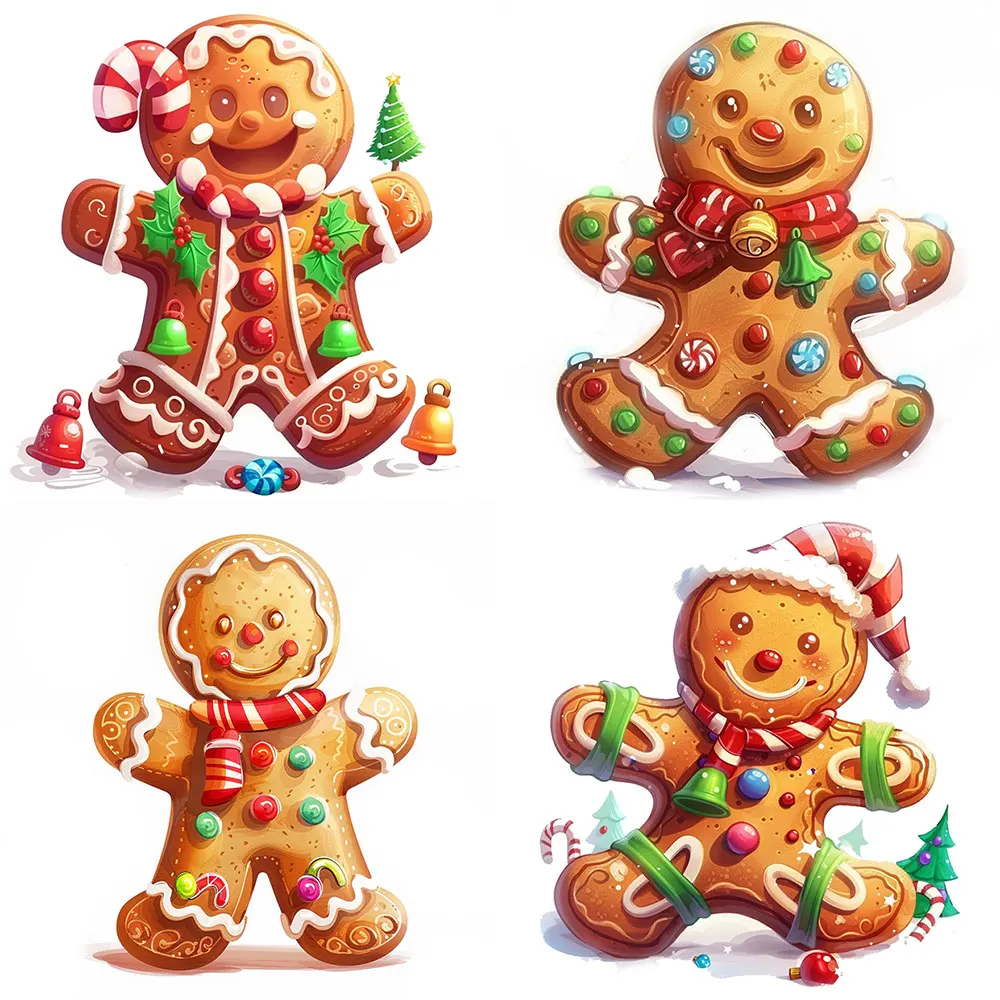 20pcs Christmas Cute Gingerbread Man Graffiti Art Sticker Pack Varied for Kid Crafts Scrapbook Laptop Aesthetic Decoration Decal