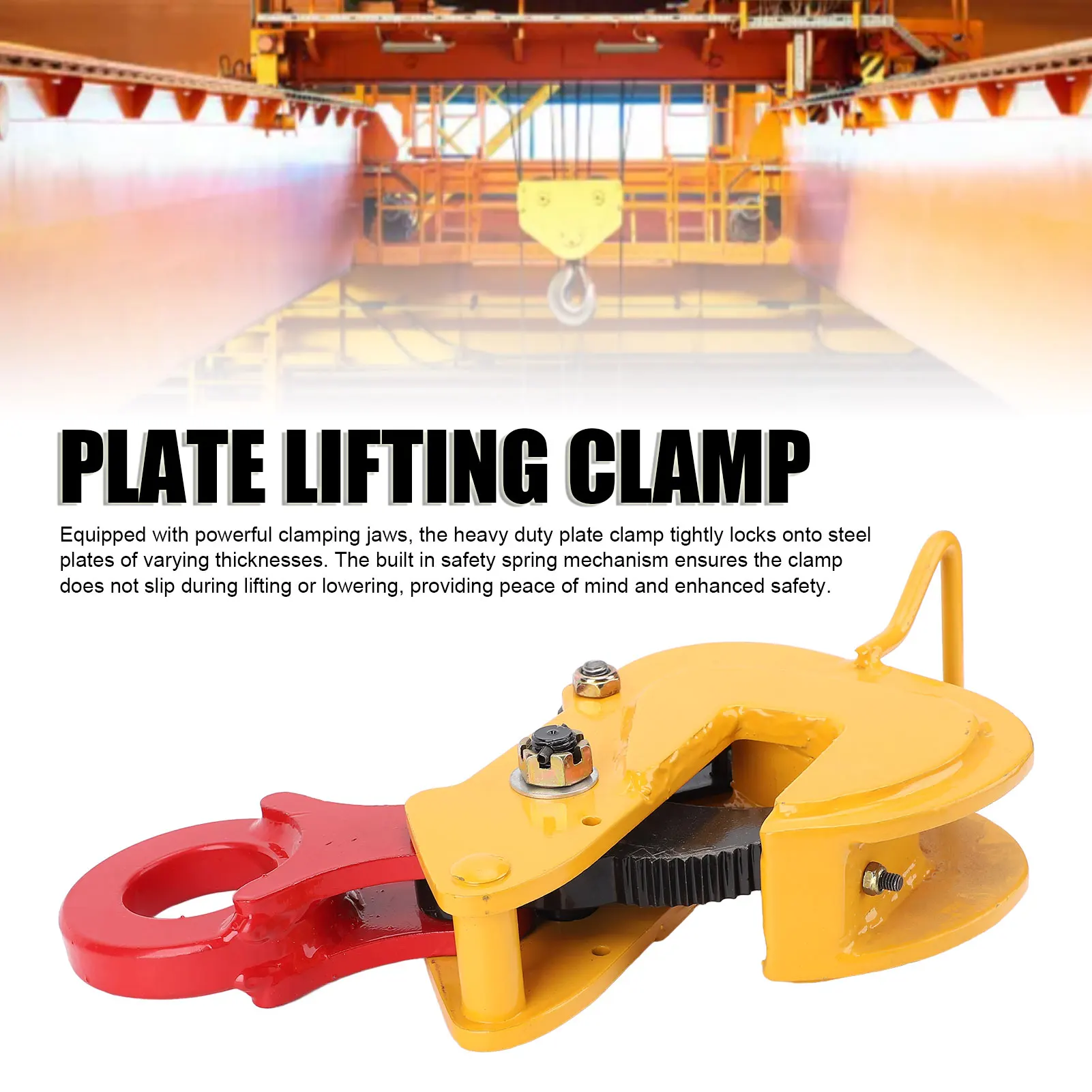 Sheet Metal Lifting Clamp Heavy Duty Low Carbon Steel Rugged Horizontal Plate Lifting Clamp 2 Ton Load Capacity for Machining
