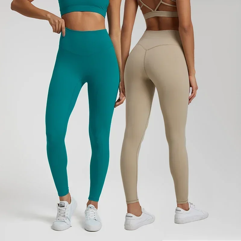 

Stretch Nylon Gym Leggings without T Line Y-shaped Seam Booty Yoga Pants Sports Women Fitness High Waist Workout Tights