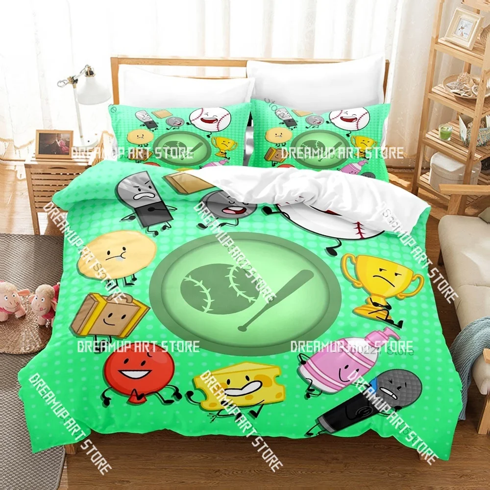 3D Printed BFDI Inanimate Insanity Bedding Set for Boys Girls Duvet Cover Twin Queen King Full Single Double Sizes