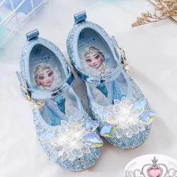 Disney Princess Crystal Shoes nuove ragazze scarpe singole Frozen Aisha Sophia strass scarpe Performance Party Shoes