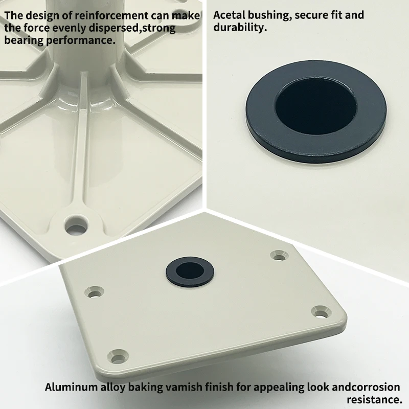 Base de asiento de barco, Material de aleación de aluminio de 7 "x 7", toma de poste de 3/4", pedestales de asiento de barco de alta resistencia