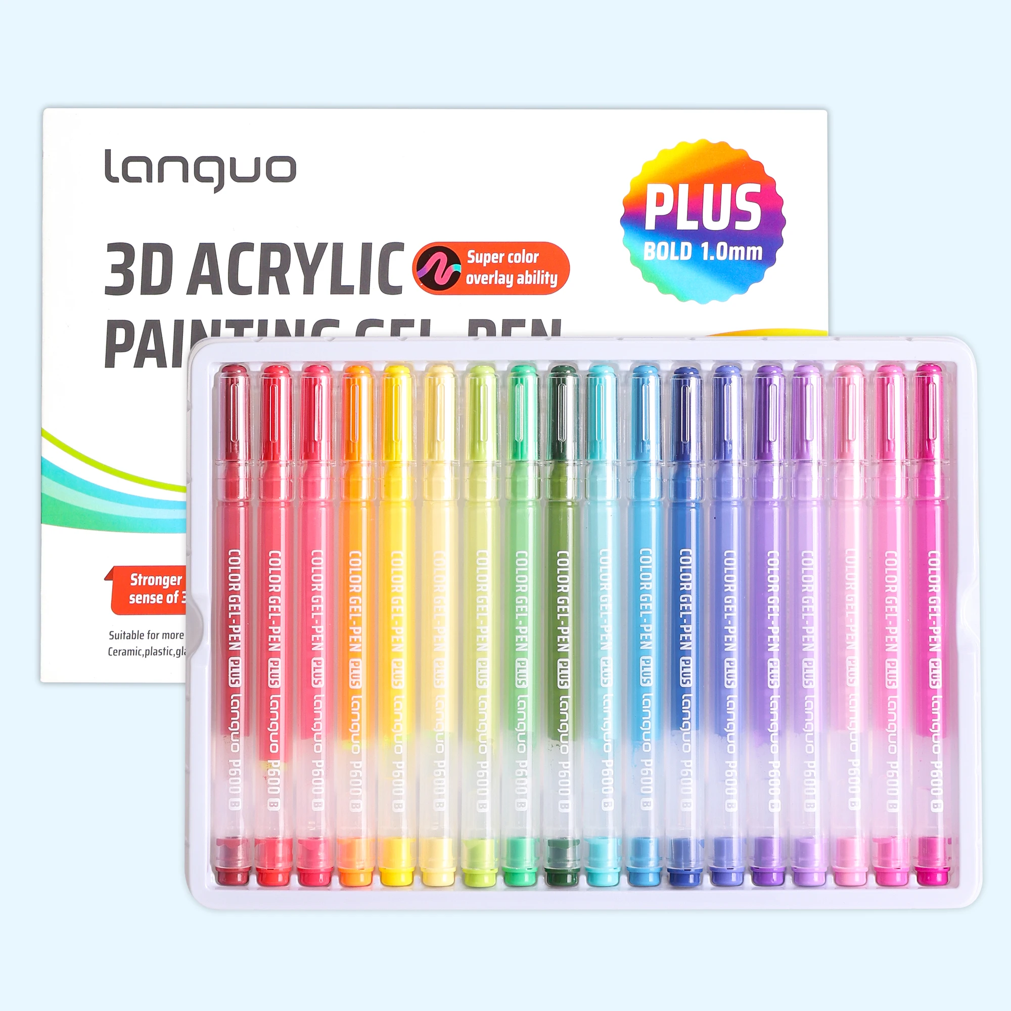 LANGUO Three-dimensional Effect Acrylic Brush Set Kawaii Korean Stationery Jelly Painting Brush Hand Account Color Neutral Pen