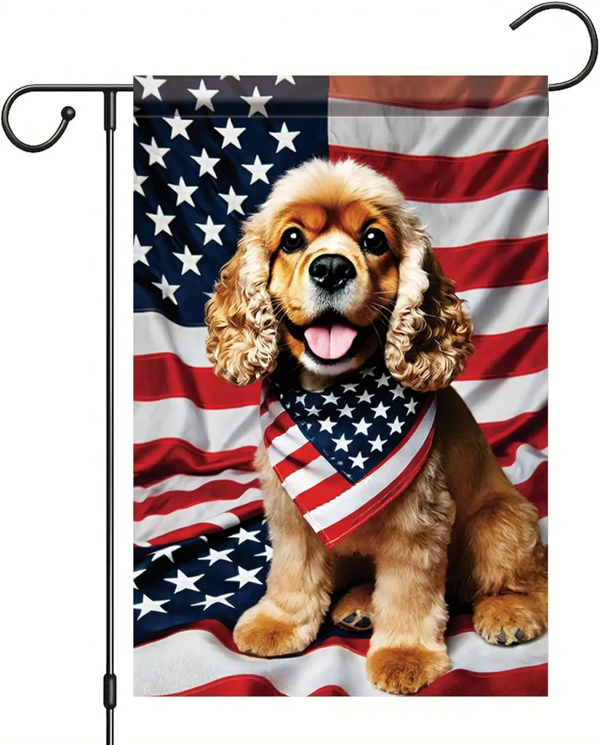 Patriotic Garden Flag American Cocker Spaniel USA Flag 12x18 Inch Double Sided Yard Flag for Memorial Holiday Outdoor Decor  SSL